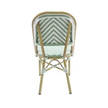 Veba - Paris chaise de bistrot en rotin  - Bambou-Blanc/Vert pastel