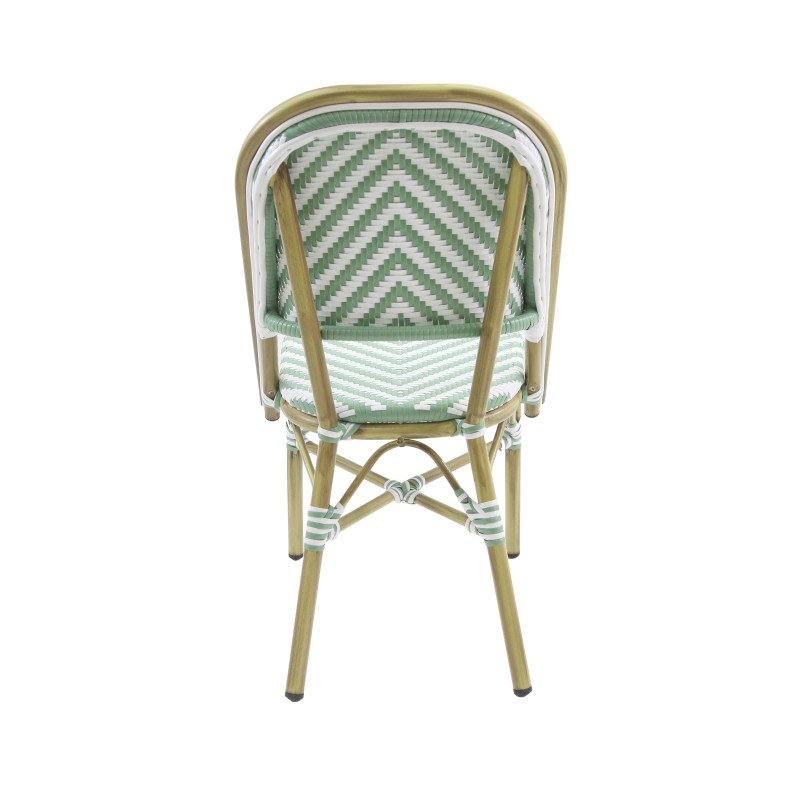 Veba - Paris chaise de bistrot en rotin  - Bambou-Blanc/Vert pastel