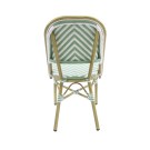 Veba - Paris chaise de bistrot en rotin  - Bambou-Blanc/Vert pastel
