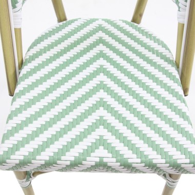 Veba - Paris chaise de bistrot en rotin  - Bambou-Blanc/Vert pastel