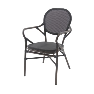 Veba - Tango chaise de bistrot en textile - Wengé-Mesh noir