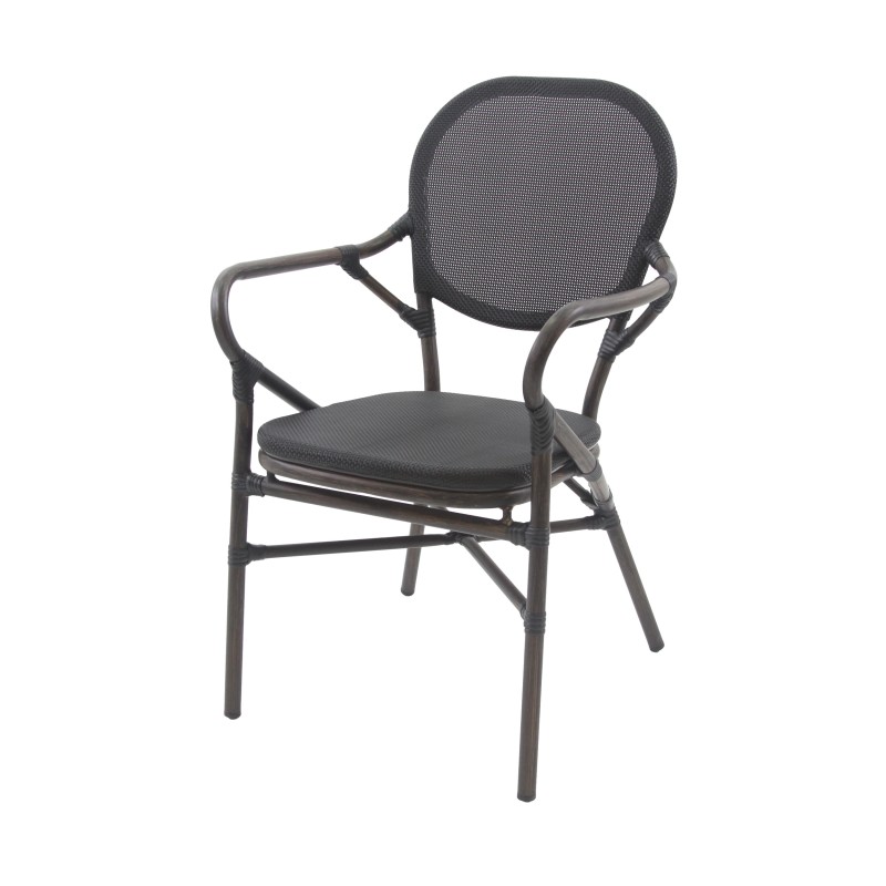 Veba - Tango chaise de bistrot en textile - Wengé-Mesh noir