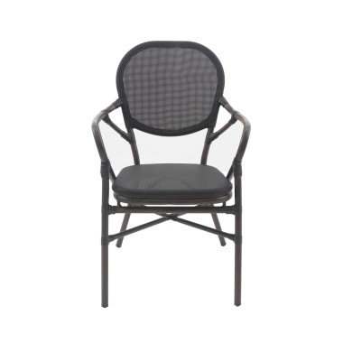 Veba - Tango chaise de bistrot en textile - Wengé-Mesh noir