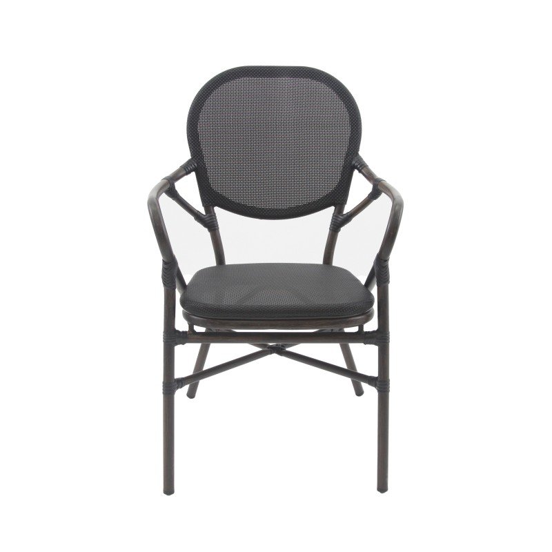 Veba - Tango chaise de bistrot en textile - Wengé-Mesh noir