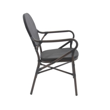 Veba - Tango chaise de bistrot en textile - Wengé-Mesh noir