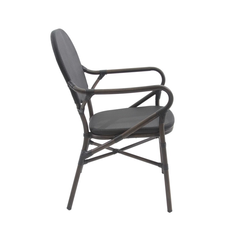 Veba - Tango chaise de bistrot en textile - Wengé-Mesh noir