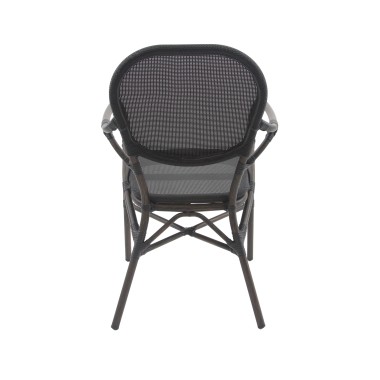 Veba - Tango chaise de bistrot en textile - Wengé-Mesh noir