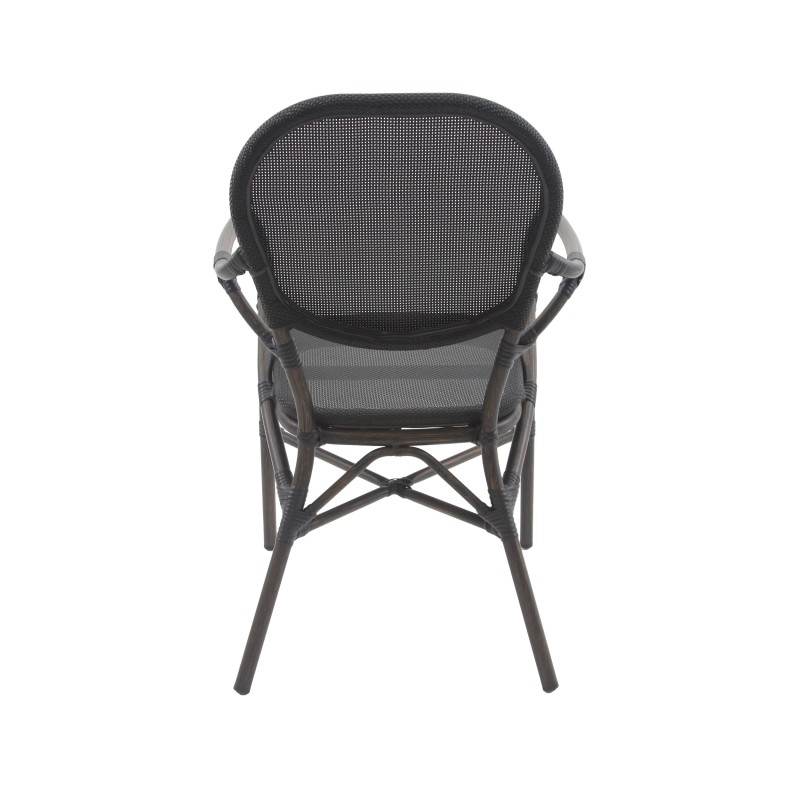 Veba - Tango chaise de bistrot en textile - Wengé-Mesh noir
