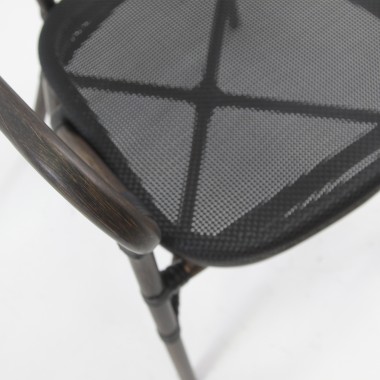 Veba - Tango chaise de bistrot en textile - Wengé-Mesh noir