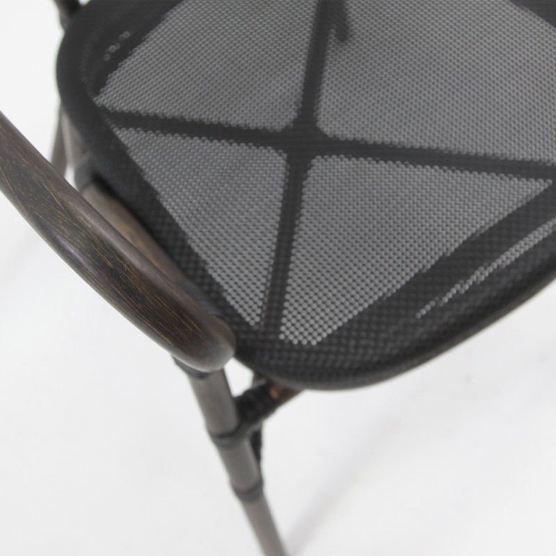 Veba - Tango chaise de bistrot en textile - Wengé-Mesh noir