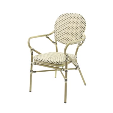 Veba - Tango chaise de bistrot en rotin - Bambou-Blanc/Noir