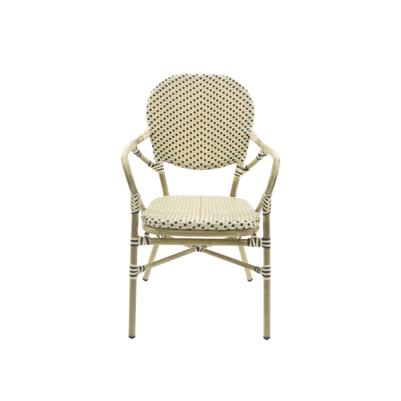 Veba - Tango chaise de bistrot en rotin - Bambou-Blanc/Noir