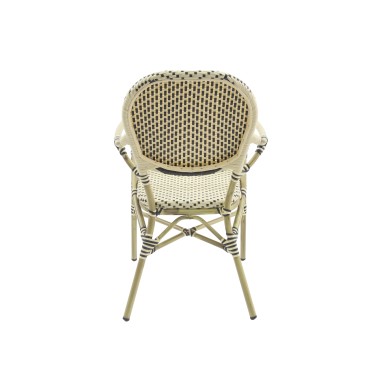 Veba - Tango chaise de bistrot en rotin - Bambou-Blanc/Noir