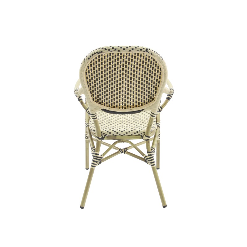 Veba - Tango chaise de bistrot en rotin - Bambou-Blanc/Noir