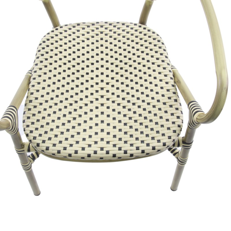 Veba - Tango chaise de bistrot en rotin - Bambou-Blanc/Noir