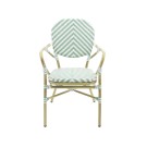 Veba - Tango chaise de bistrot en rotin - Bambou-Blanc/Vert pastel