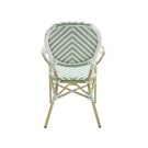 Veba - Tango chaise de bistrot en rotin - Bambou-Blanc/Vert pastel