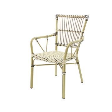 Veba - James chaise de bistrot en rotin - Bambou-Blanc/Noir