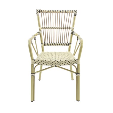 Veba - James chaise de bistrot en rotin - Bambou-Blanc/Noir