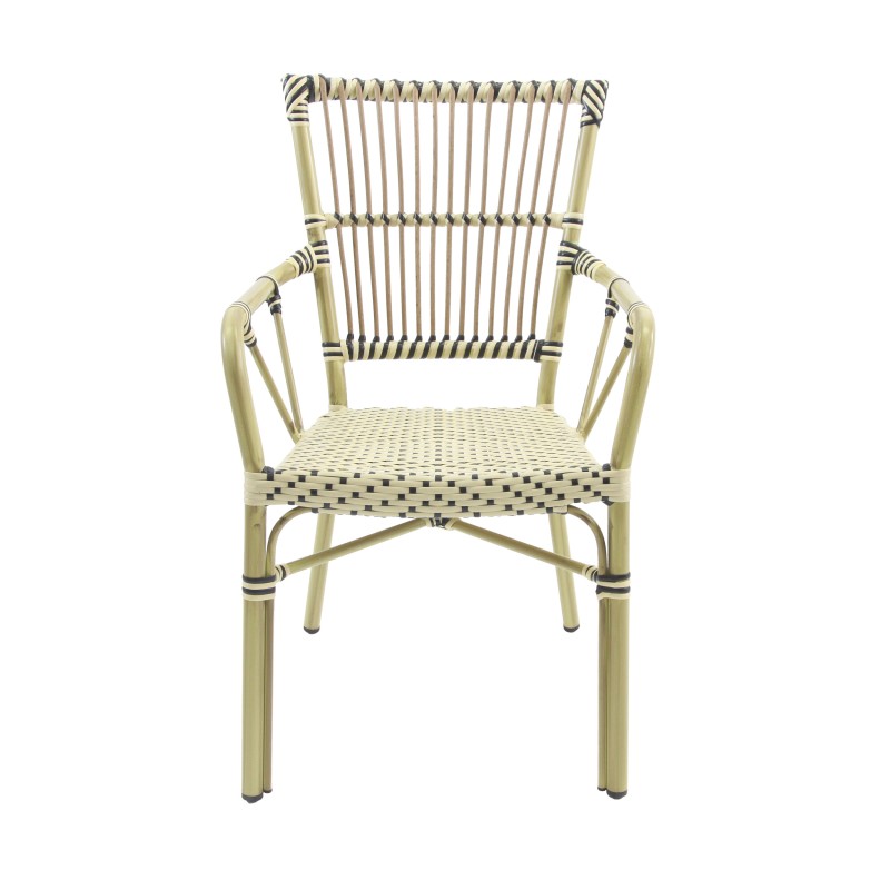 Veba - James chaise de bistrot en rotin - Bambou-Blanc/Noir
