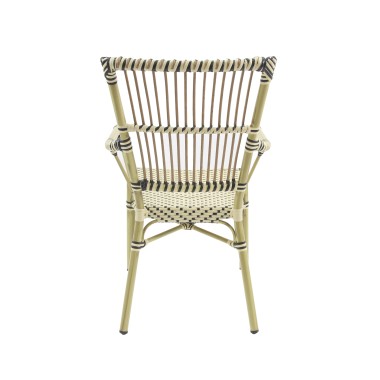 Veba - James chaise de bistrot en rotin - Bambou-Blanc/Noir