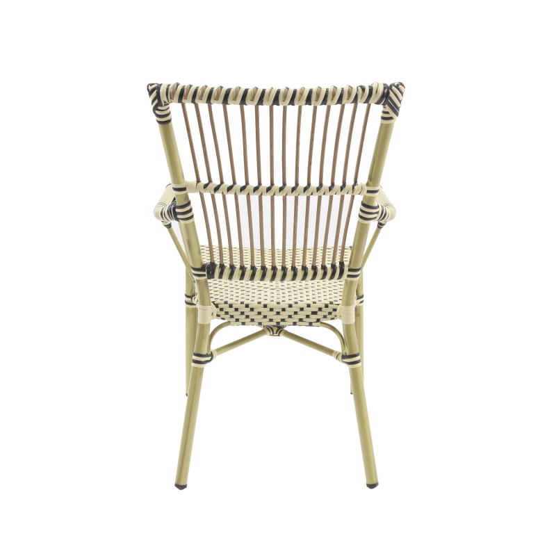 Veba - James chaise de bistrot en rotin - Bambou-Blanc/Noir