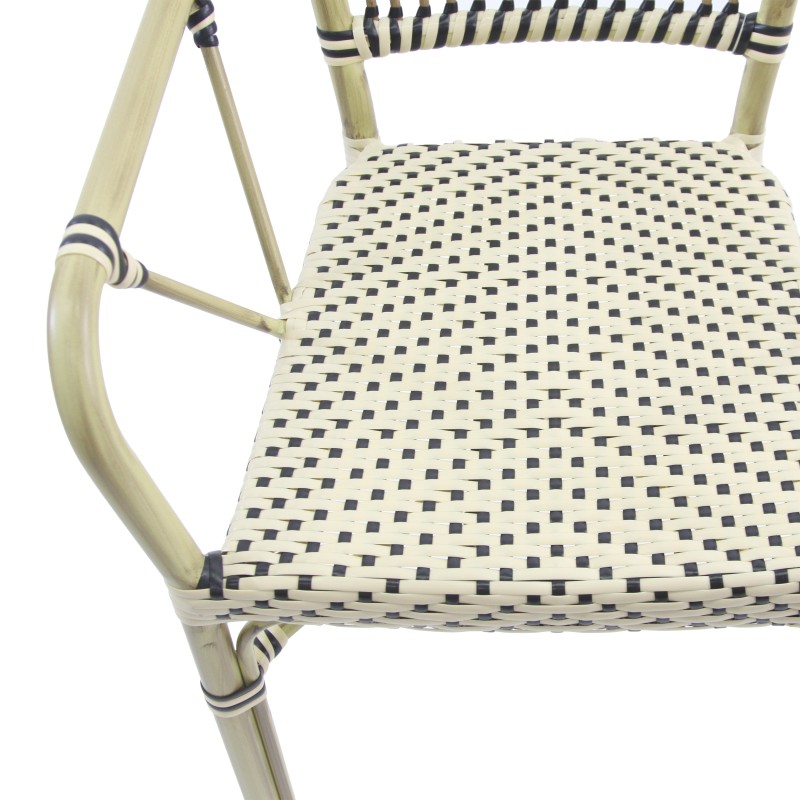 Veba - James chaise de bistrot en rotin - Bambou-Blanc/Noir