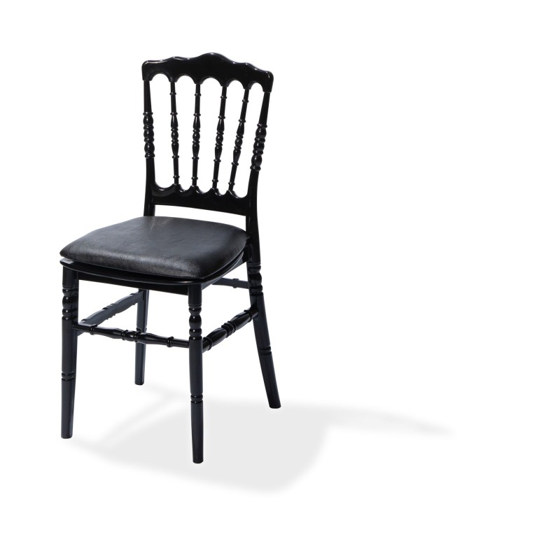 Veba - Galette de chaise en cuir synthétique Noir