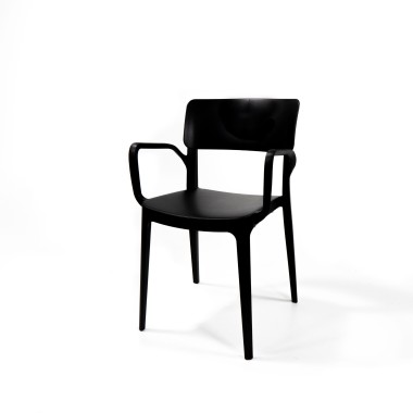 Veba - Wing chaise en plastique empilable avec accoudoirs Noir
