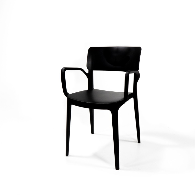 Veba - Wing chaise en plastique empilable avec accoudoirs Noir