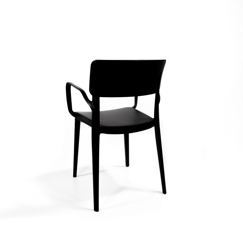 Veba - Wing chaise en plastique empilable avec accoudoirs Noir