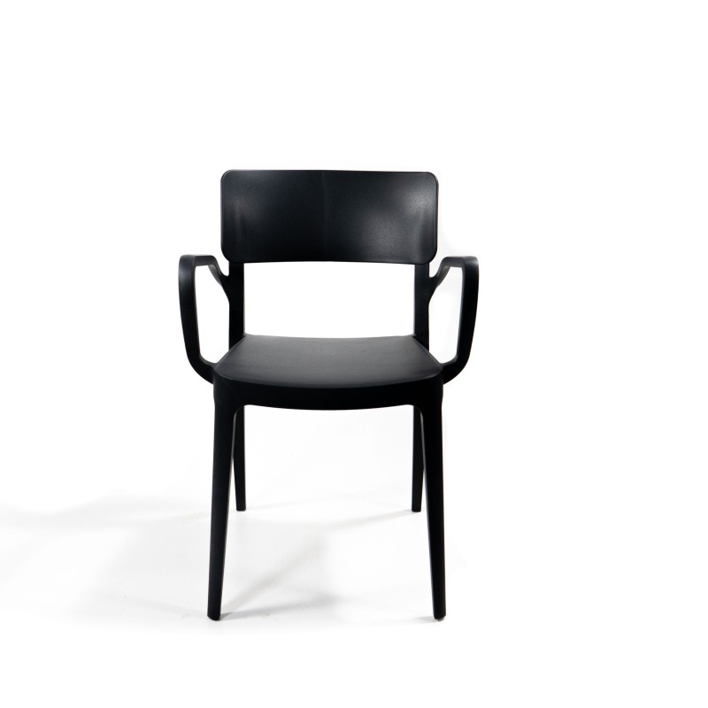Veba - Wing chaise en plastique empilable avec accoudoirs Noir