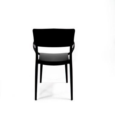 Veba - Wing chaise en plastique empilable avec accoudoirs Noir