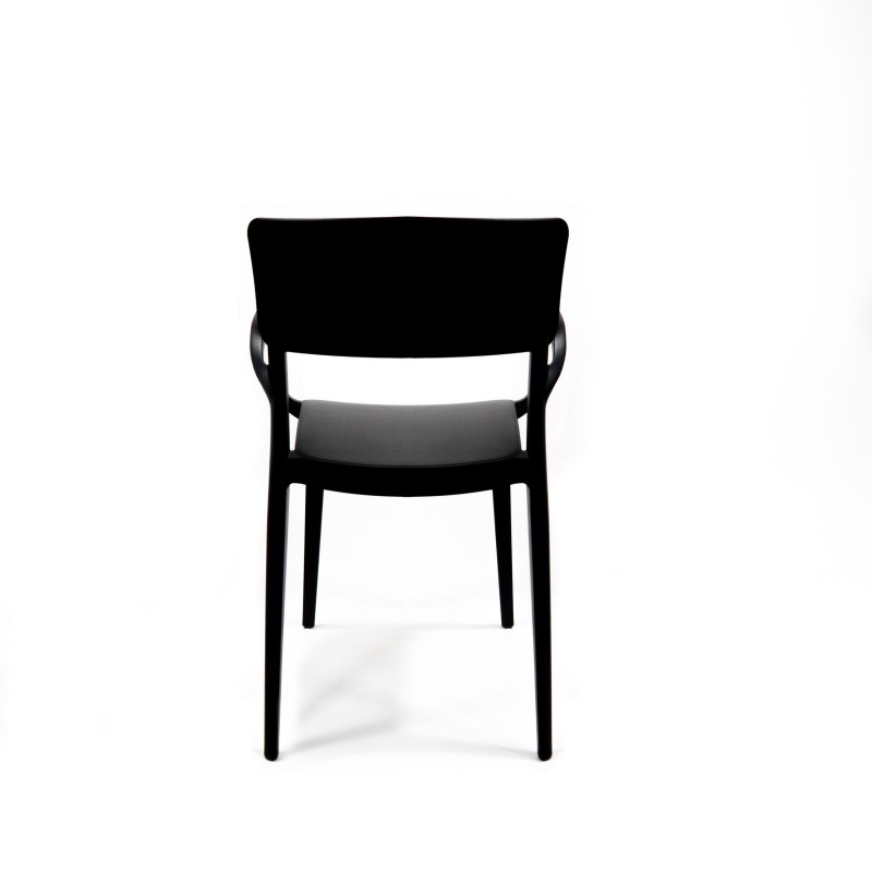 Veba - Wing chaise en plastique empilable avec accoudoirs Noir