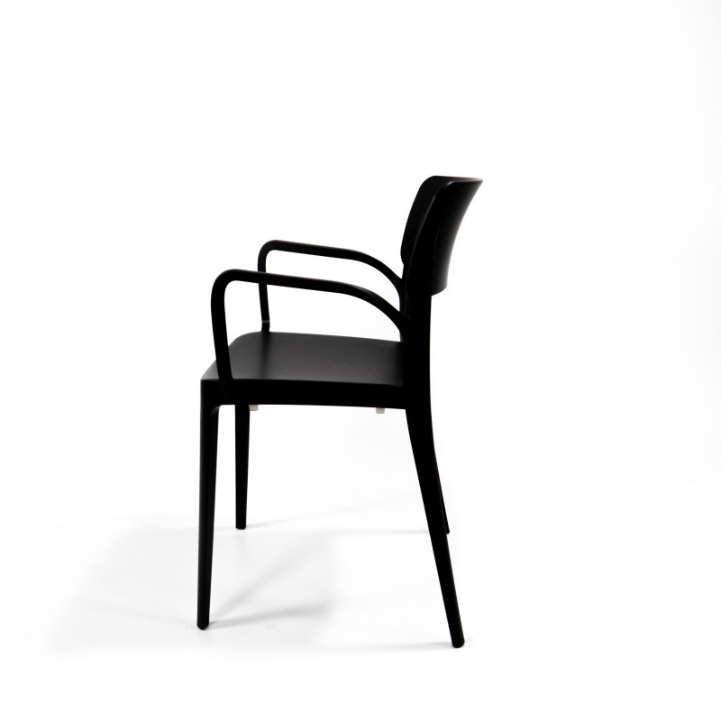 Veba - Wing chaise en plastique empilable avec accoudoirs Noir