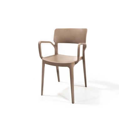 Veba - Wing chaise en plastique empilable avec accoudoirs Beige sable