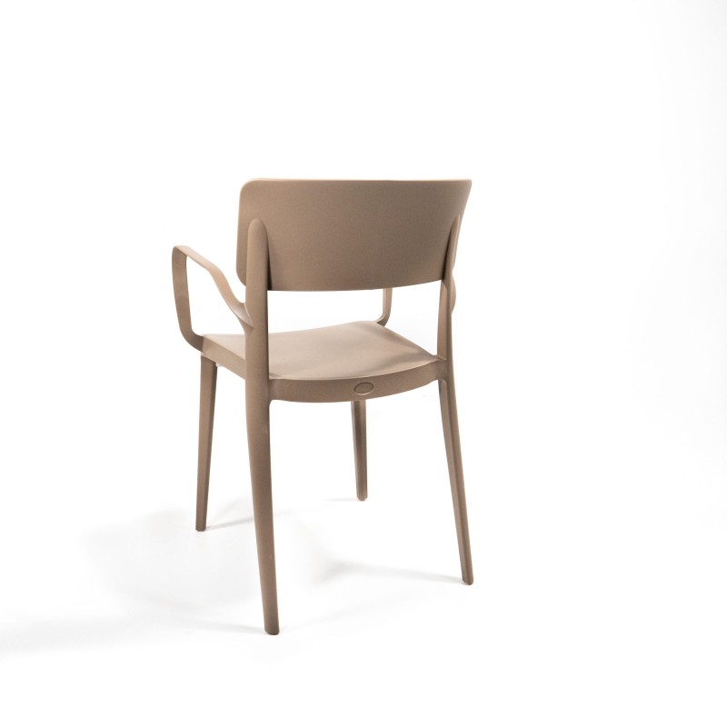 Veba - Wing chaise en plastique empilable avec accoudoirs Beige sable