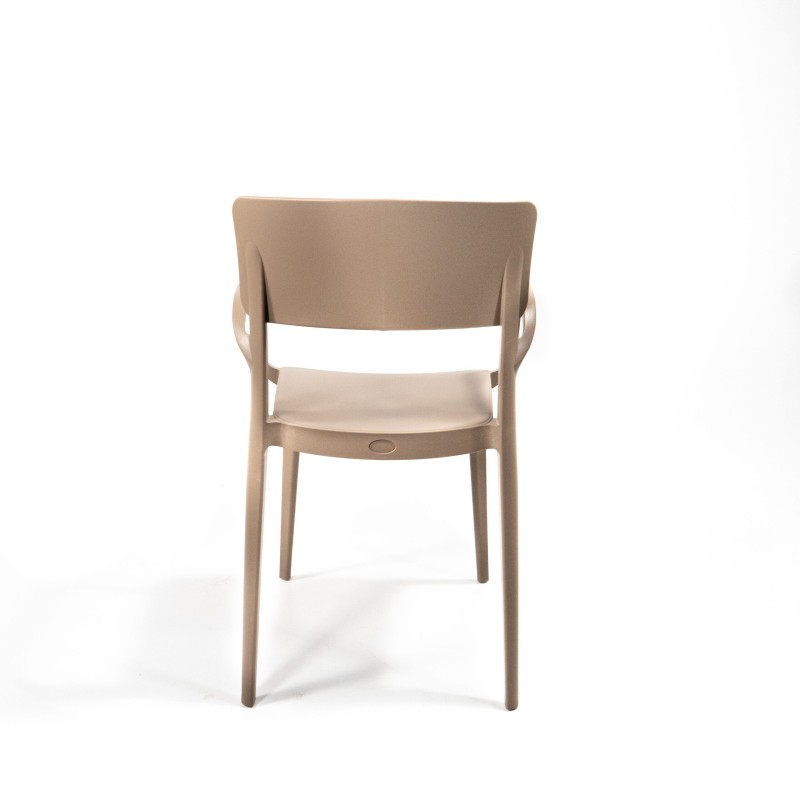Veba - Wing chaise en plastique empilable avec accoudoirs Beige sable