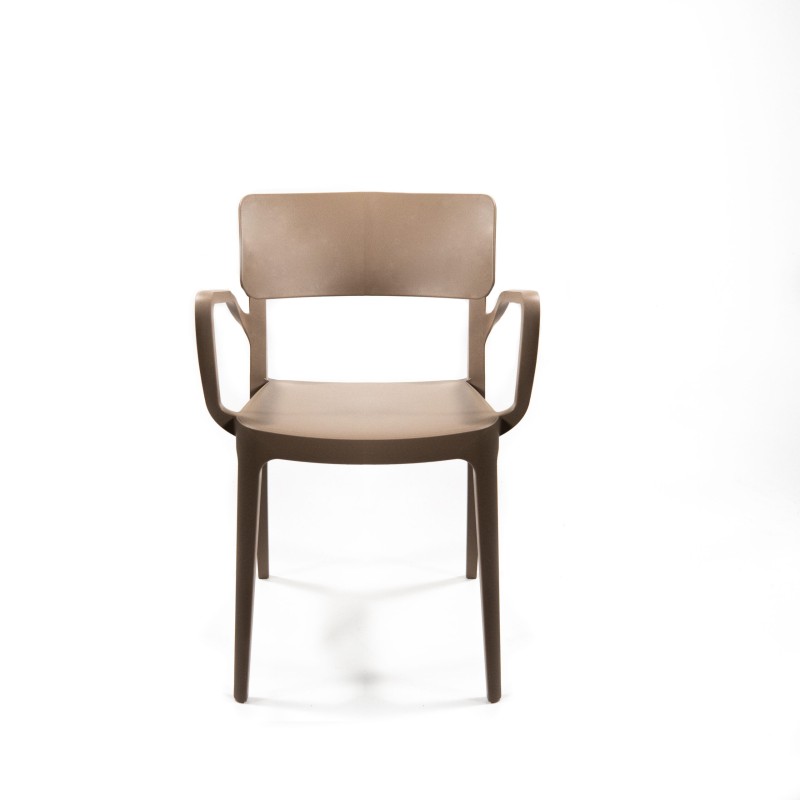 Veba - Wing chaise en plastique empilable avec accoudoirs Beige sable