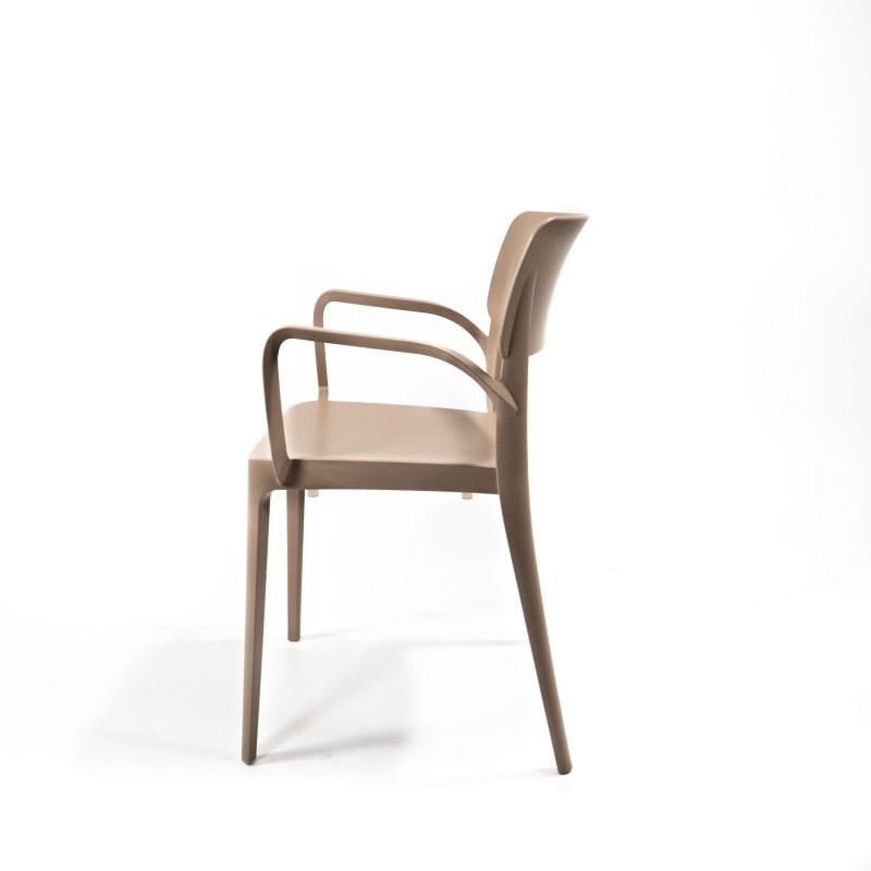 Veba - Wing chaise en plastique empilable avec accoudoirs Beige sable