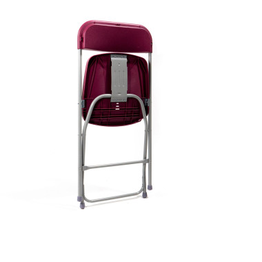 Veba - Budget chaise pliable Gris/Bordeaux, structure en acier