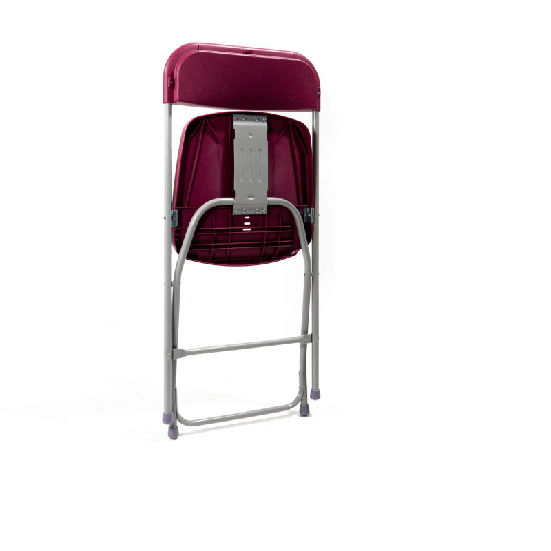Veba - Budget chaise pliable Gris/Bordeaux, structure en acier