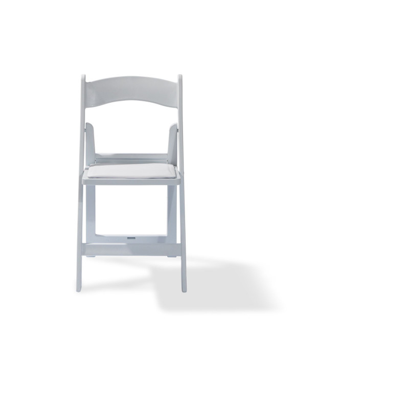 Veba - Chaise de mariage pliable en polypropylène Blanc siège rembourré en cuir synthétique