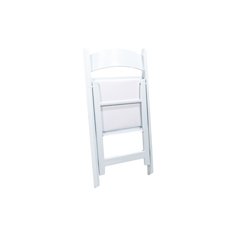 Veba - Chaise de mariage pliable en polypropylène Blanc siège rembourré en cuir synthétique