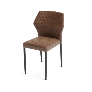 Veba - Louis chaise empilable Cognac revêtement en cuir synthétique ignifuge