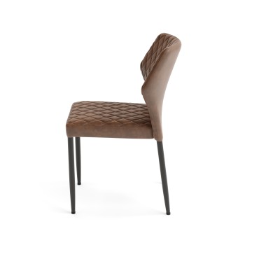 Veba - Louis chaise empilable Cognac revêtement en cuir synthétique ignifuge