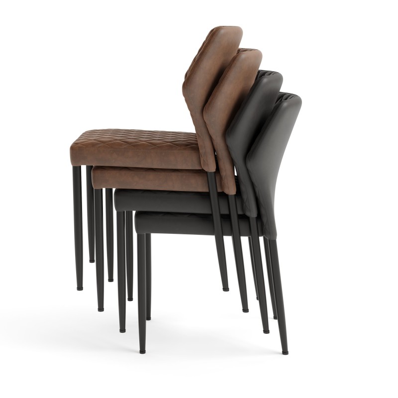 Veba - Louis chaise empilable Cognac revêtement en cuir synthétique ignifuge