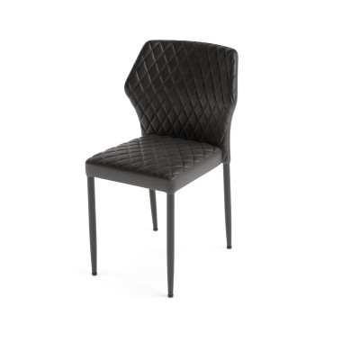 Veba - Louis chaise empilable Noir revêtement en cuir synthétique ignifuge