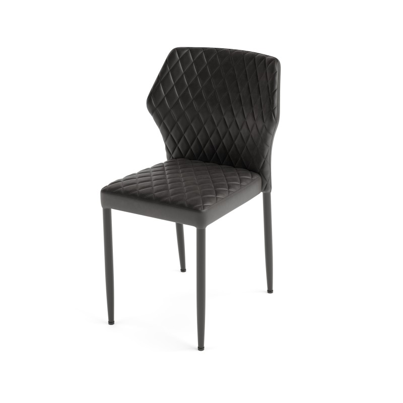 Veba - Louis chaise empilable Noir revêtement en cuir synthétique ignifuge