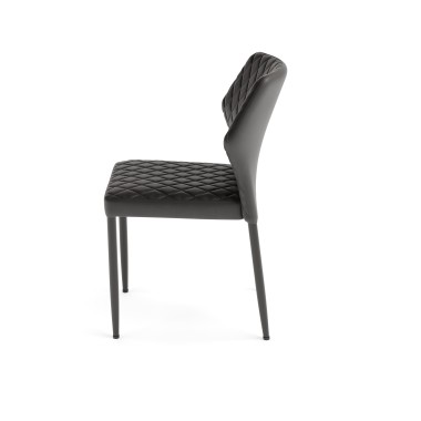 Veba - Louis chaise empilable Noir revêtement en cuir synthétique ignifuge